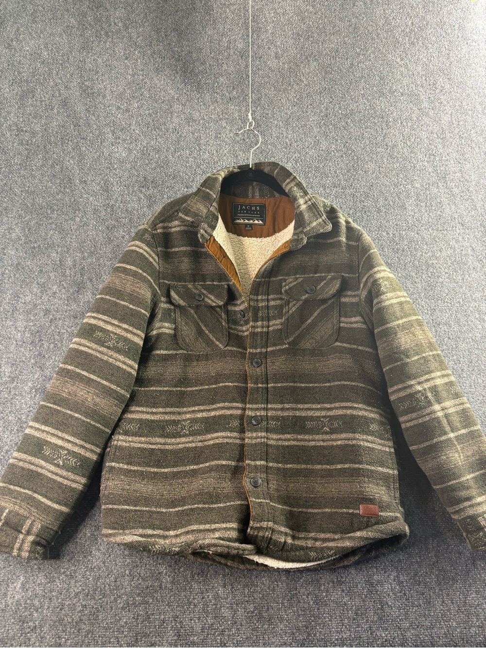 Jachs men’s ' Olive Stripe Sherpa-Lined Jacket